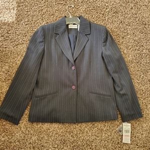 Alfred Dunner Navy Blue Collared Blazer